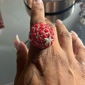 Red Embellished Ring